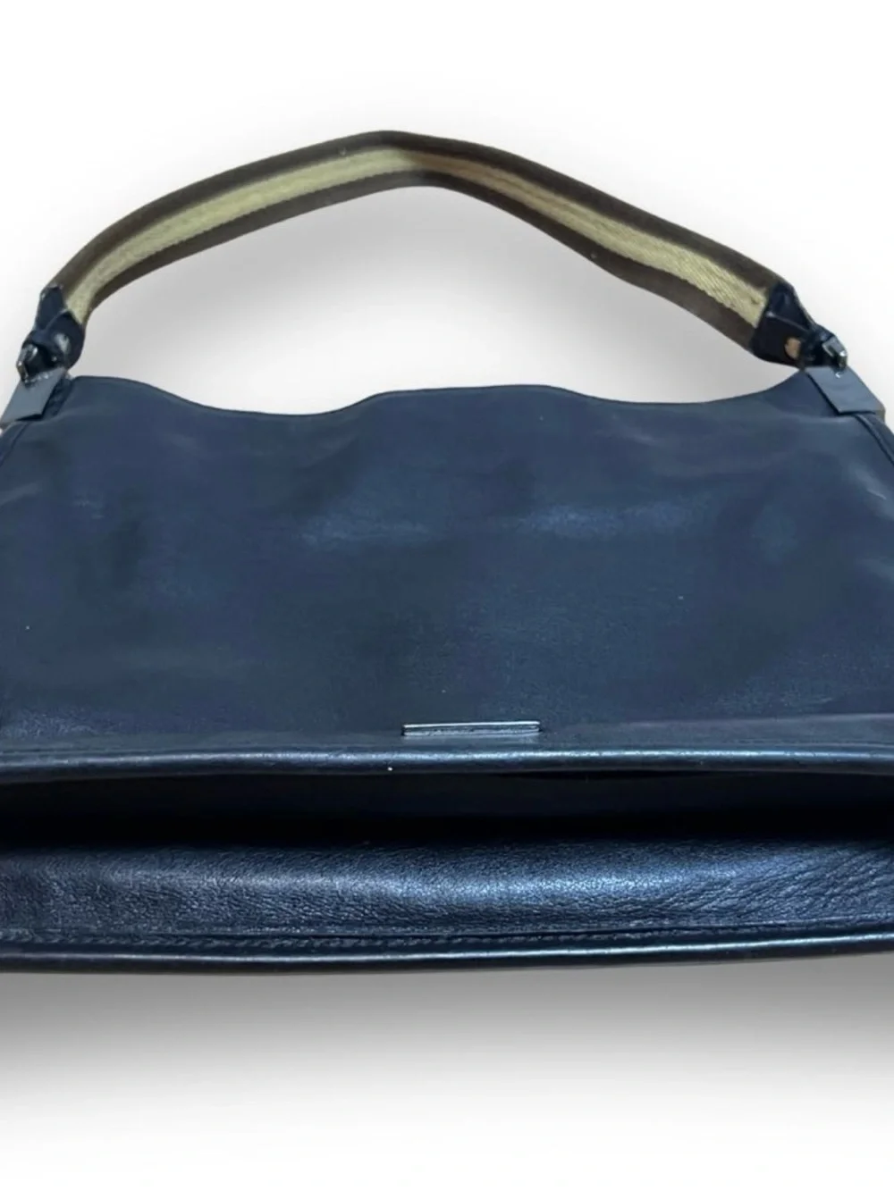 Gucci Amalfi Black Leather Hobo Shoulder Bag Web Strap Vintage - Picture 3 of 16